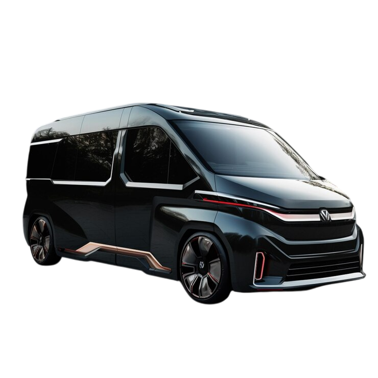 Rendering of the new Volkswagen van concept, highlighting its design for van rental with driver in Dubai.