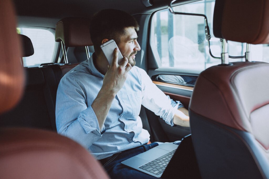 a person on call at corporate transportation in sharjah